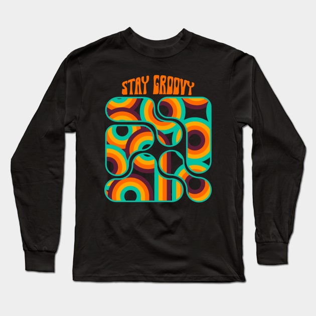 Stay groovy retro colour Long Sleeve T-Shirt by happygreen
